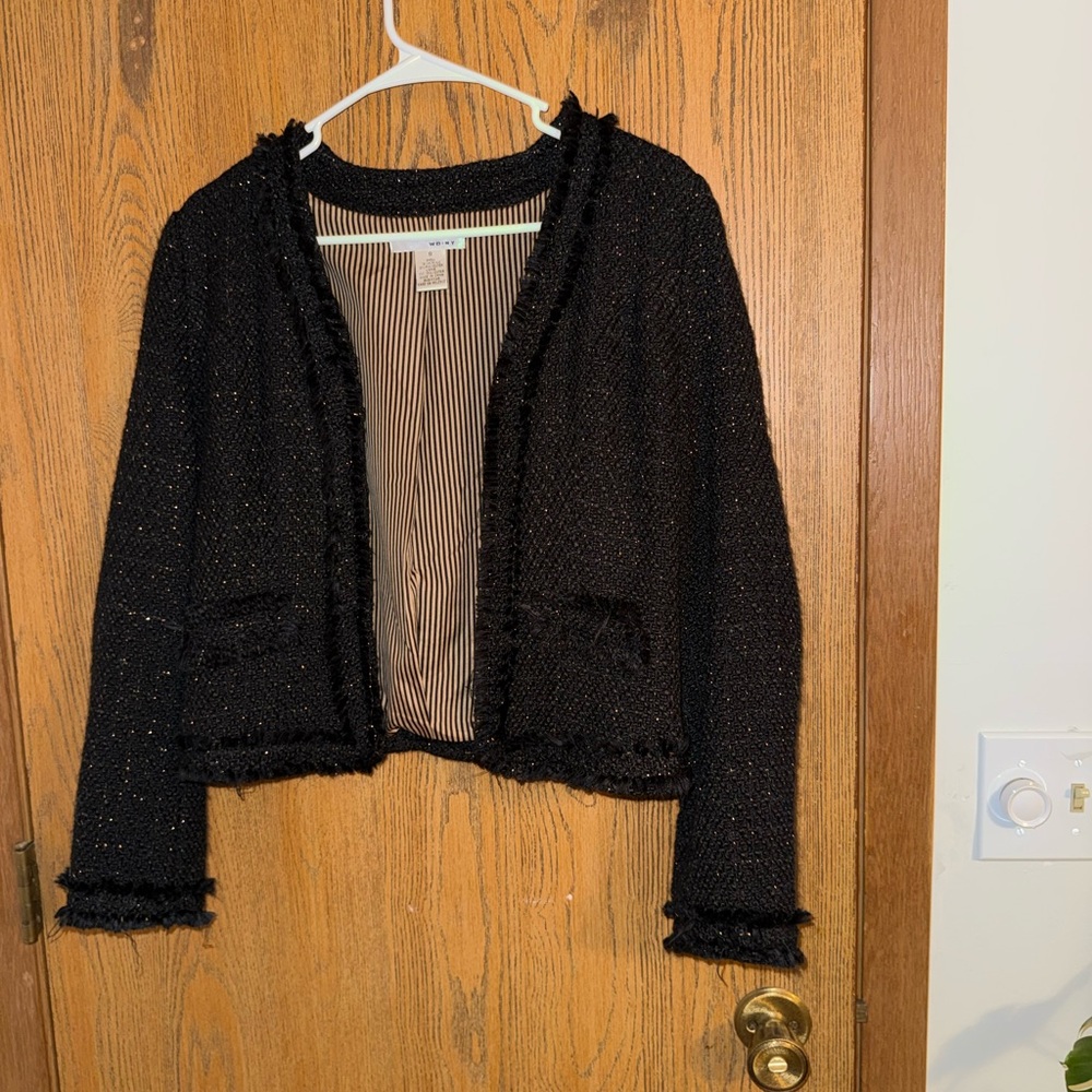 WD.NY Black Textured Open Jacket